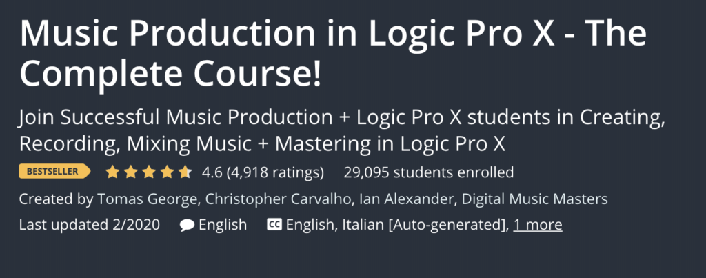 Logic Pro X Quick Start: Producing with Logic Pro X by Udemy 