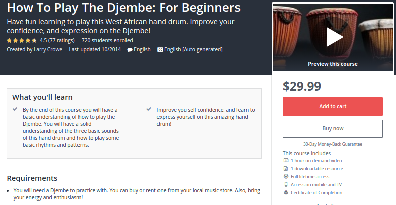 How to Play the Djembe: For Beginners by Udemy 